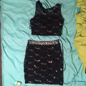2 Piece Black & Silver Dress